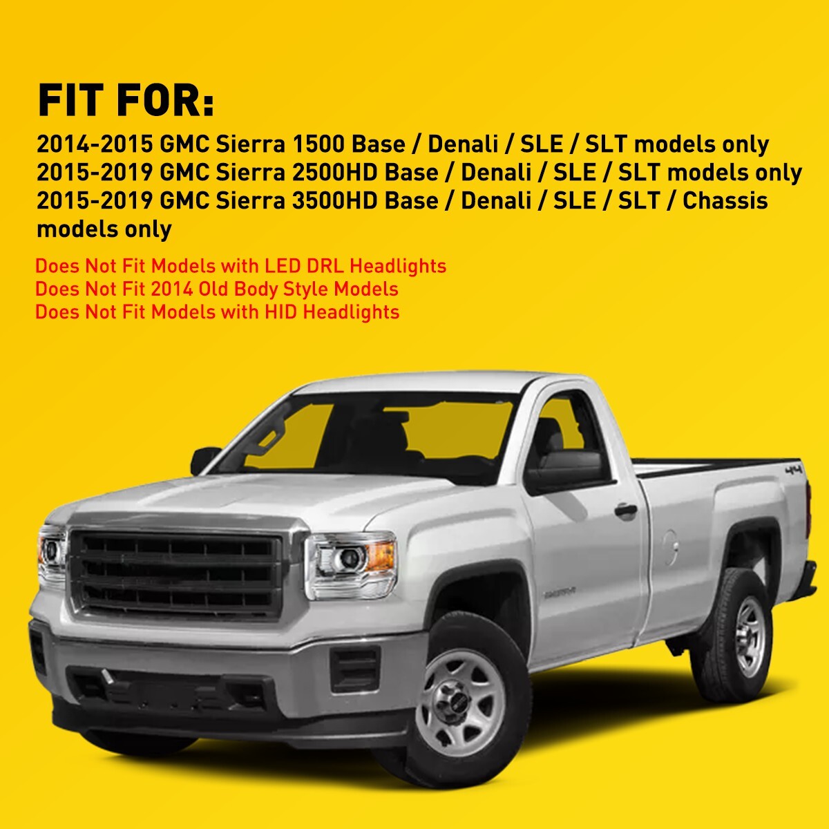 2014-2015 for GMC for Sierra 1500/15-19 2500 3500 Chromium-rich freshwater LH+RH