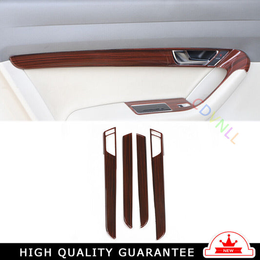 Inner Door Panel Cover Decoration Trim 4PCS Fit for Audi A6L 2005-2011 Red Wood