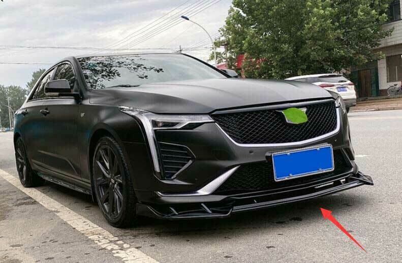 for Cadillac CT4 2020-2024 Gloss Black Front Bumper Lip Spoiler Splitter Trim 3P