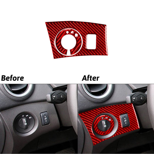 2Pcs Red Carbon Fiber Dim light control Cover Trim for Ford Fiesta 2011-2015