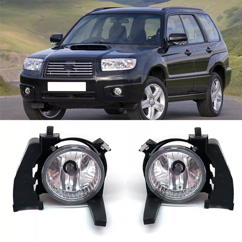 A pair of front bumper glass lens fog light bulbs for Subaru Forester SG 2006-2008.