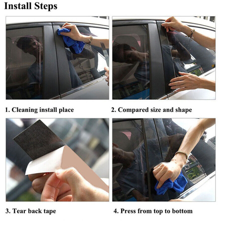 4X PC Material Car Door Trim B Pillar Post Gloss Black Cover for Ford F150 15-21