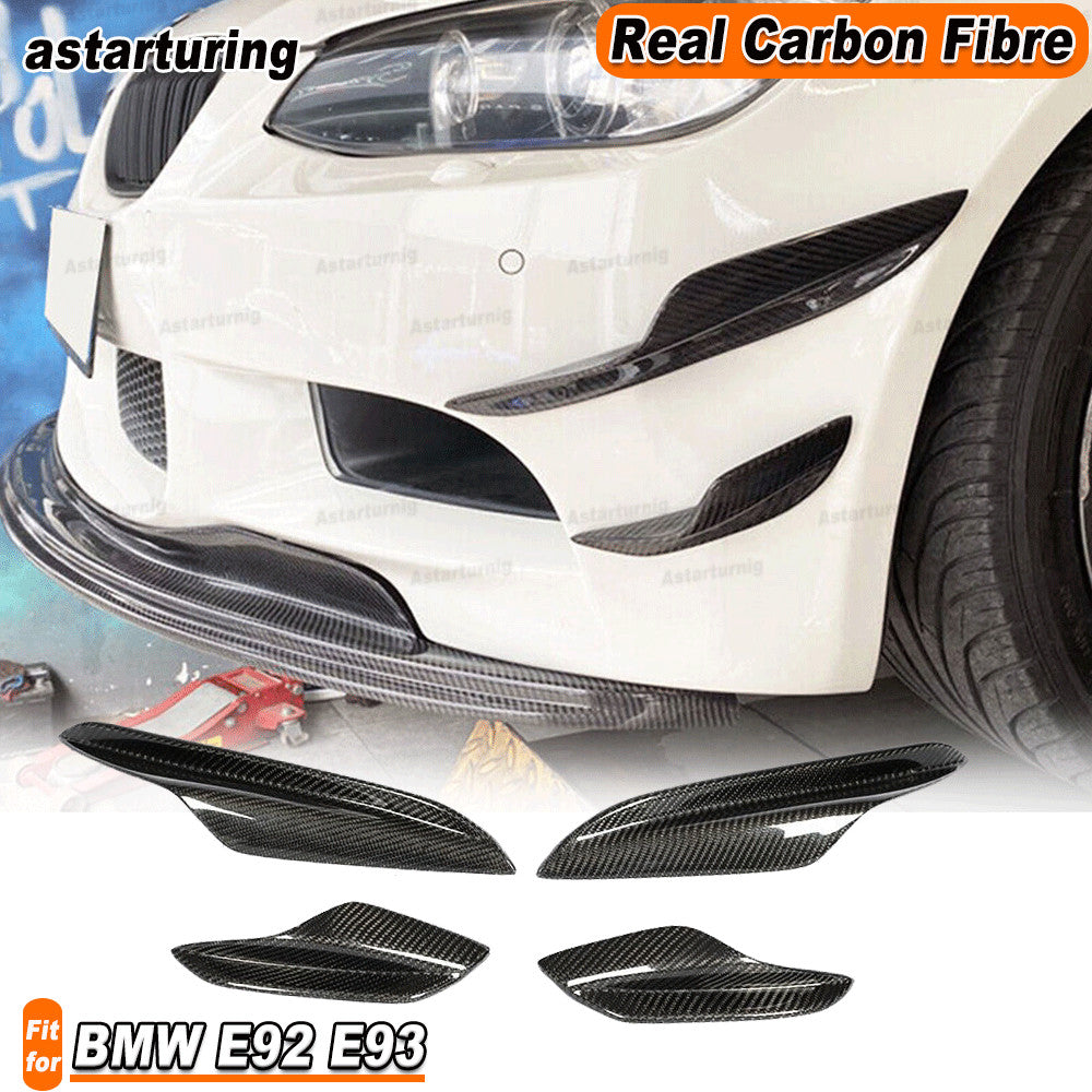 Fit for BMW E92 E93 2005-12 REAL CARBON Front Bumper Fins Splitter Canard Wing