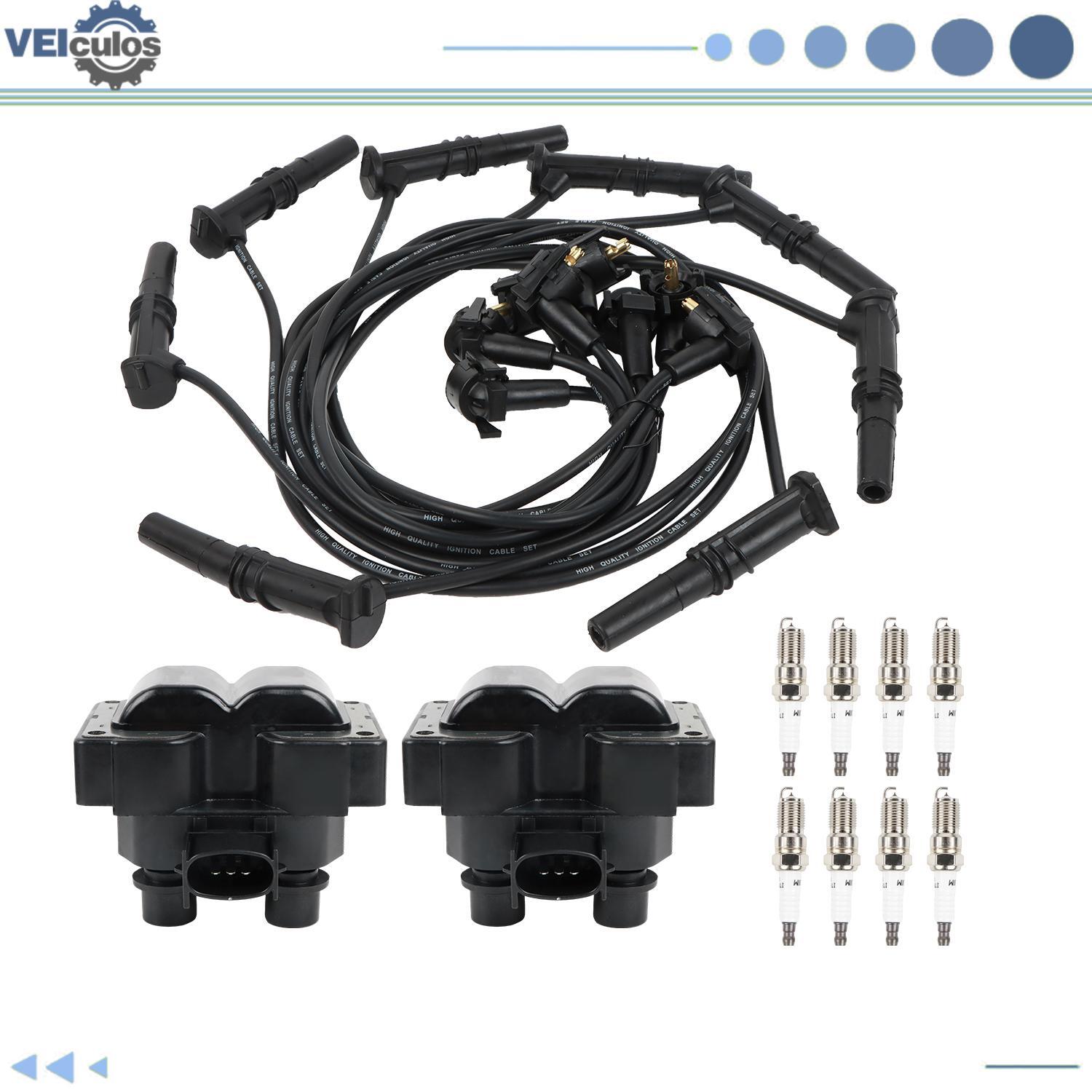 2 Ignition Coil Pack 8 Spark Plugs and Wire Set for Ford Expedition FD487 SP432