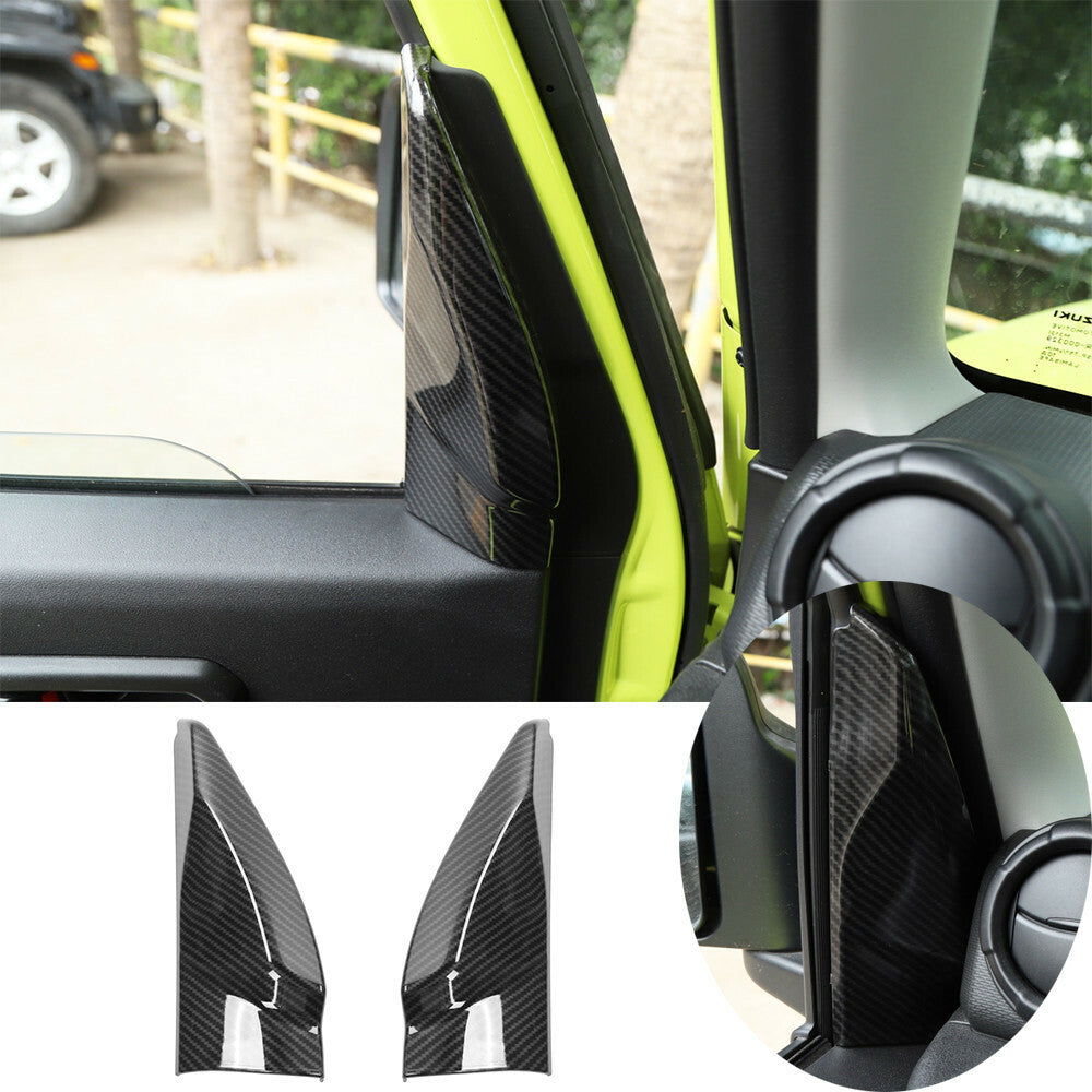 Front Triangle A-pillar Panel Trim Kit for Suzuki for Jimny 2019-22 ABS Carbon Fiber