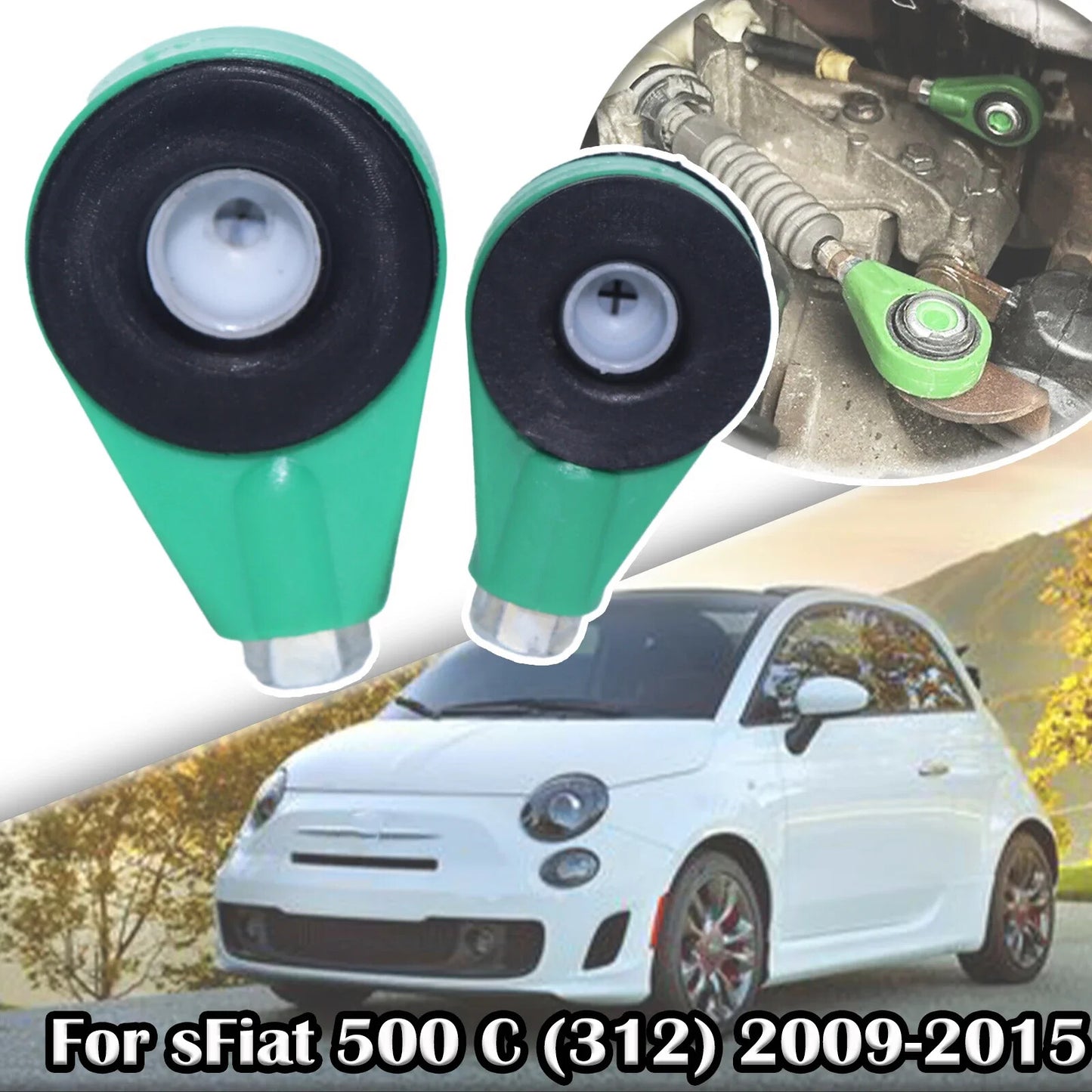 for FIat 500 C 312 Manual Gearbox Gear Linkage Ends Pair Bushing Repair 2009-15