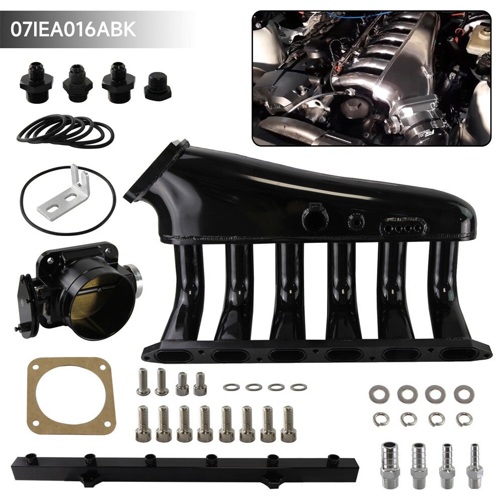 Billet Intake Manifold w/ Fuel Rail kit+Throttle Body for BMW 325i 328i M3 Z3 M50 BK