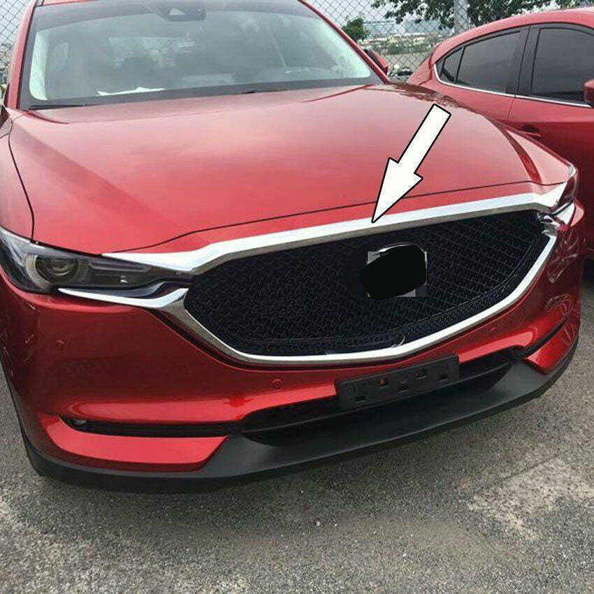 for Mazda CX-5 17-21 ABS Silver Front Hood Bonnet Grille Lip Molding Strip Trim