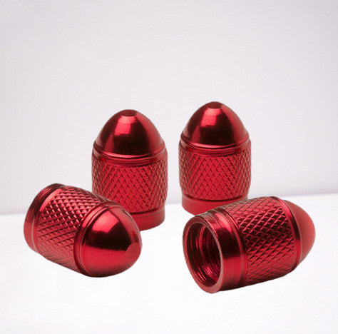 4-Piece Red Bullet Car Tire Valve Cover Stem Cover Air Valve Dust Cover for Jeep