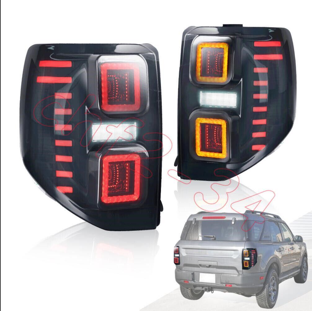 for Ford Bronco Sport 2021+ 2Pcs LED Smoked Tail Lights Rear Lamps Brake Stop