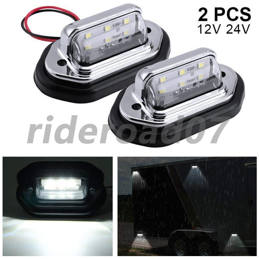 2X LED License Plate Light Tag Lamps Assembly Replacement for Truck Trailer Van