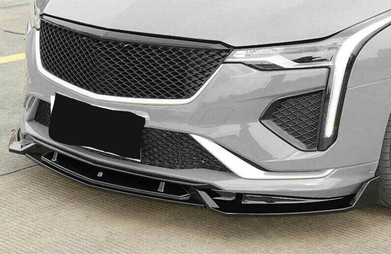 for Cadillac CT4 2020-2022 Glossy Black ABS Front Bumper Lip Spoiler Splitter 3P