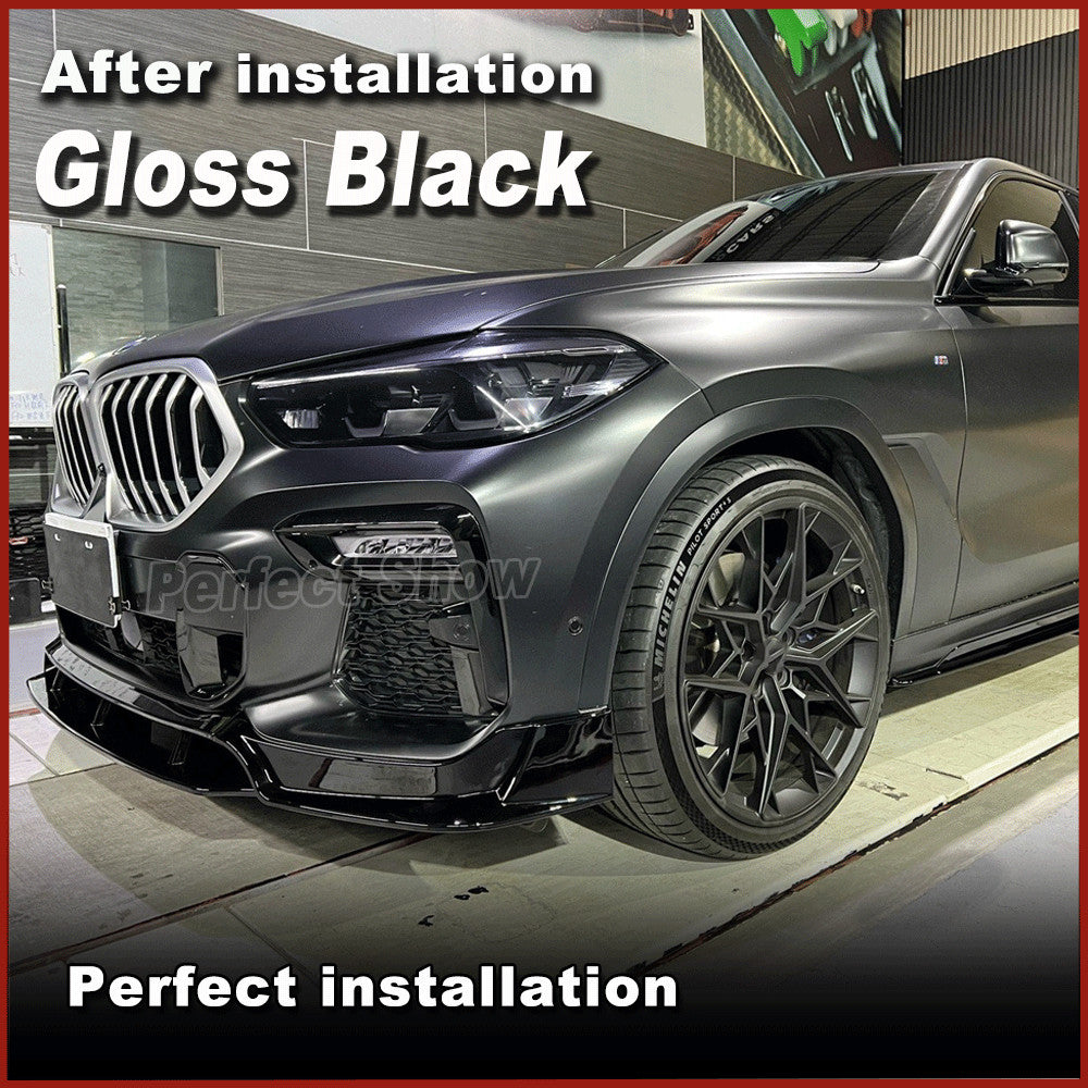 for BMW G06 X6 M-Sport 2020-2024 Glossy Black Front Bumper Lip Spoiler Splitters