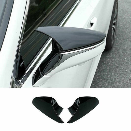 2pc Gloss Black Ox Horn Rearview Mirror Cover Trim Fit for Lexus RC for ES LS LC UX