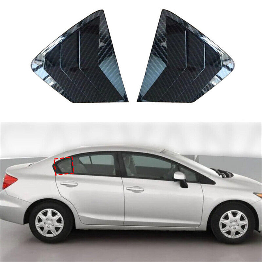 Side Quarter Window Vent Louver Shutter Cover for HONDA for Civic Carbon Fiber Look