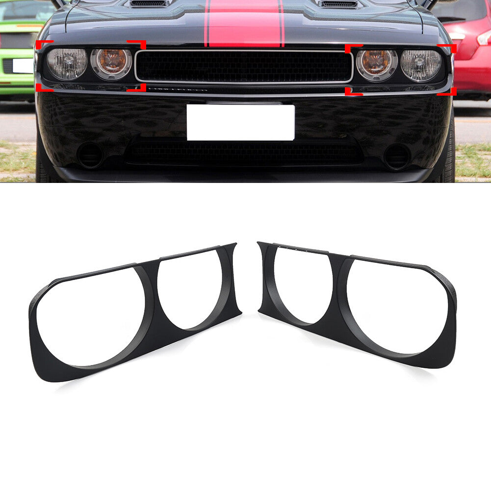 Matte Black Headlight Headlamp Bezel Frame Trim for Dodge for Challenger 2008-2014