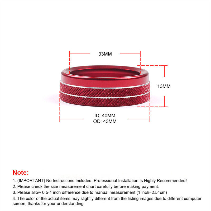 AC Switch Audio CD Button Knob Cover Trim Ring for 2016-2021 for Toyota Tacoma Red