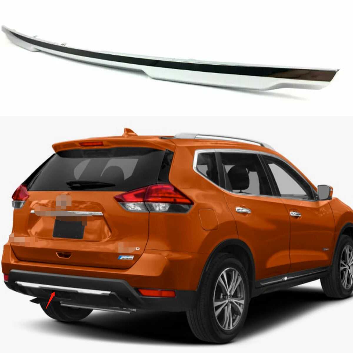 For 2017-2019 for Nissan Rogue SL S SV Rear Bumper Chrome Trim Molding Accent