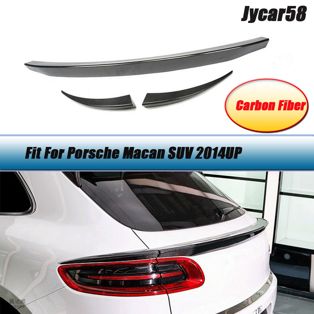 Rear Middle Spoiler Wing Lip 3PCS for Porsche Macan Sport 2014UP Carbon Fiber