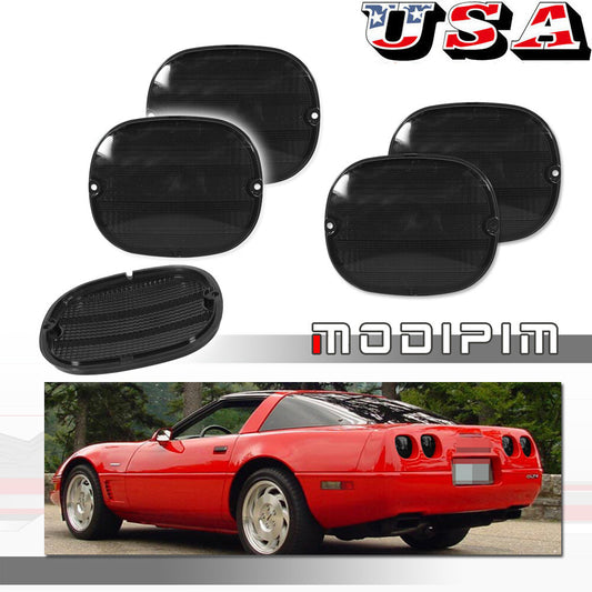 4-Piece Smoked Lens Rear Light Reflector Housing Kit for 1990-1996 C4 for Corvette