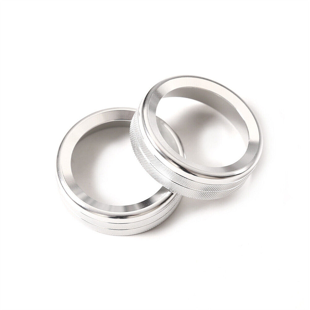 2¡ÁAlloy Silver Volume Media Knob Ring Trim for Ford Ranger 2015-2018 Accessories
