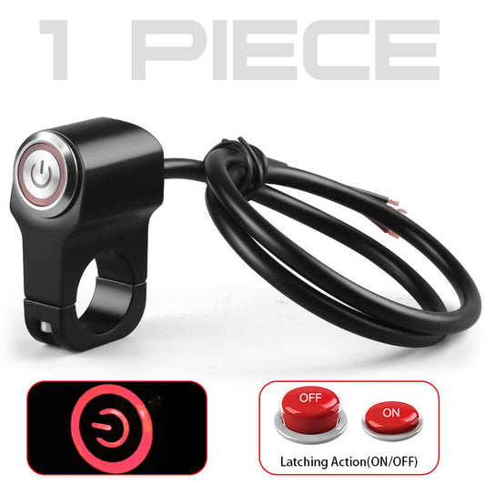 Red LED Motorcycle Switch ON+OFF Handlebar Mount Push Button Fog Spot Work Light