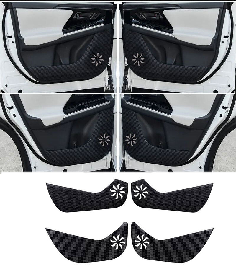 for Toyota BZ4X 23-2025 Carbon Fiber PU Leather Door Anti-Kick Guard Pad Trim 4X
