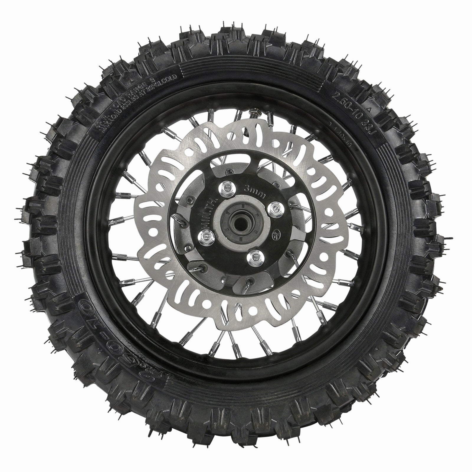 CRF50 XR50 10-inch front wheel, 2.50-10 rim, 12mm brake calipers, SSR off-road bike.