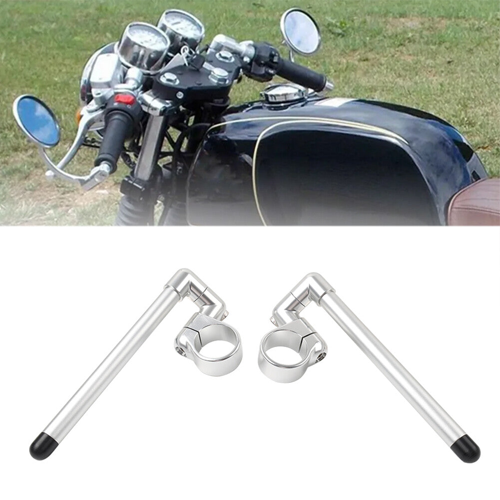 Silver Cafe Racer Bars 7/8 Universal Clip-On Handlebar Fork Tube 52MM
