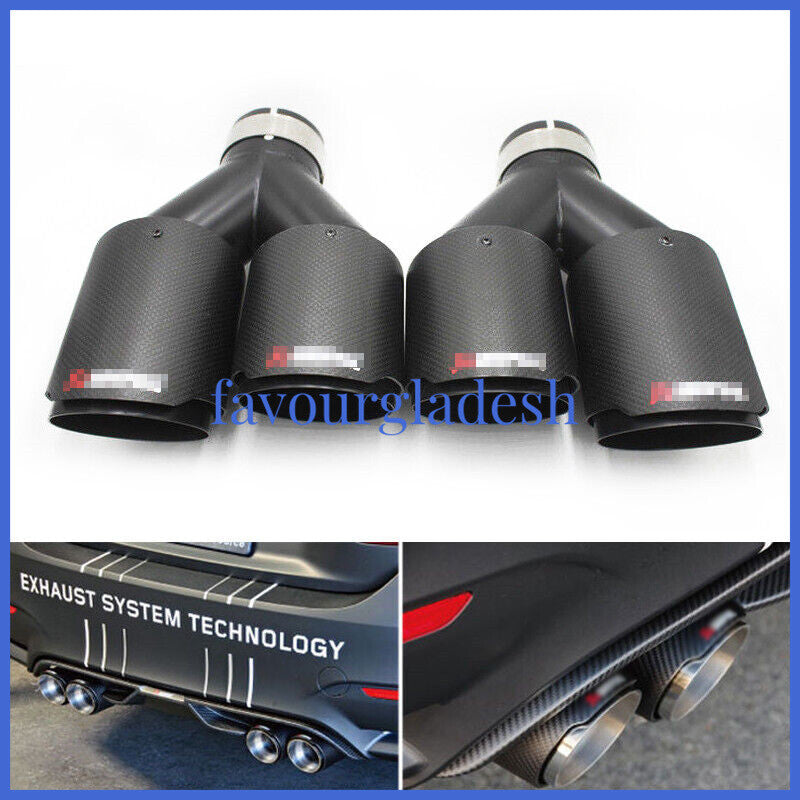 2PCS Akrapovic Real Carbon Fiber Exhaust Tip Dual Pipe ID:2.5 63mm OD:4.5114mm
