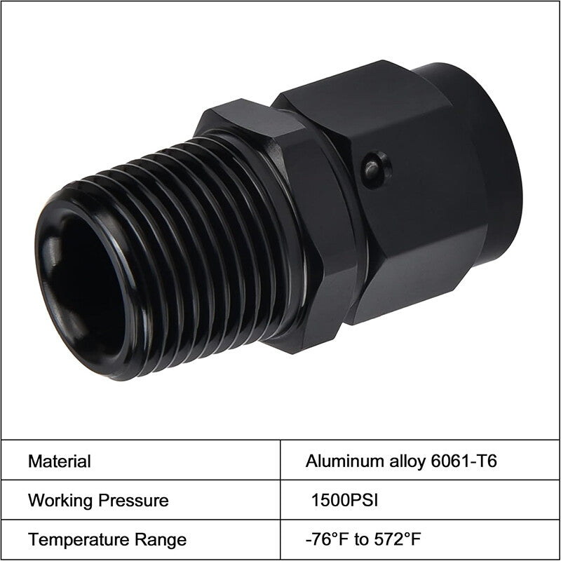 6AN AN6 Female Flare to 3/8NPT Male Straight Swivel Adapter Fitting Aluminum