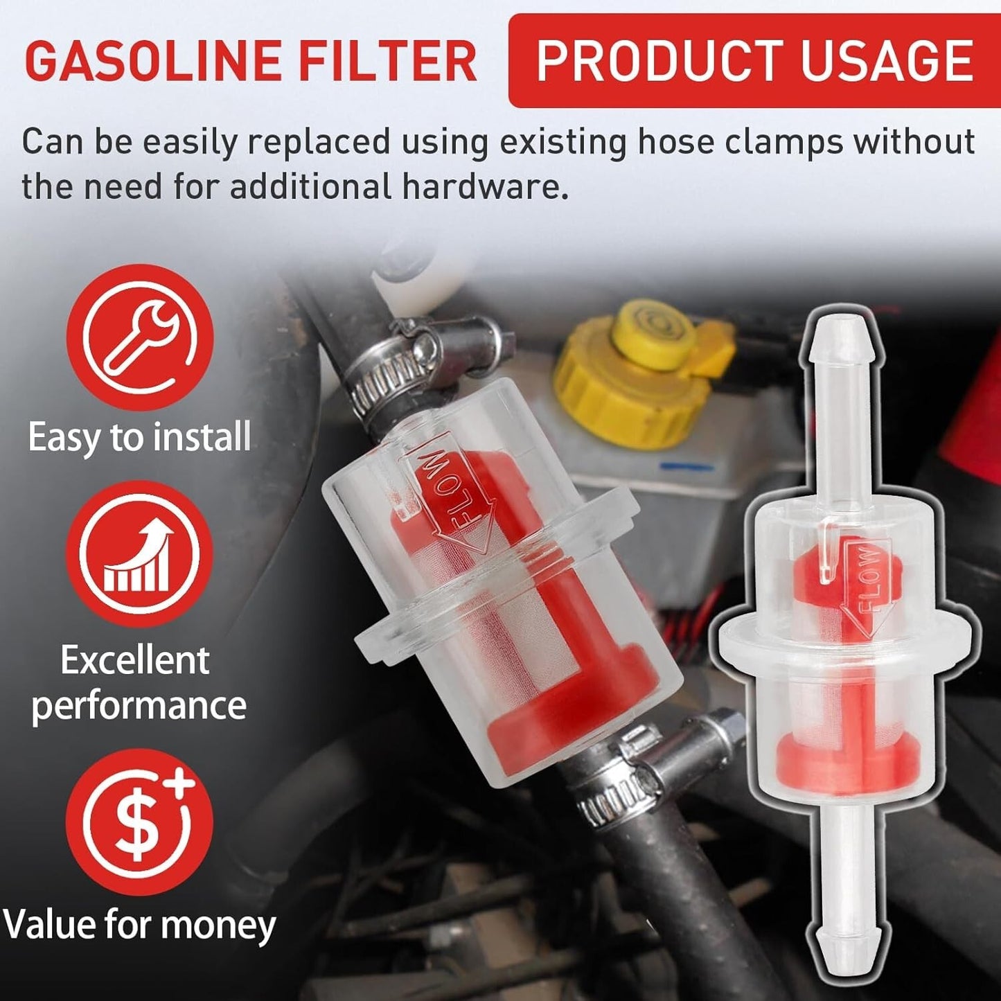 3/16 1/4 Inline Fuel Filter for Polaris 440 500 EFI 600 650 for Polaris Classic 550