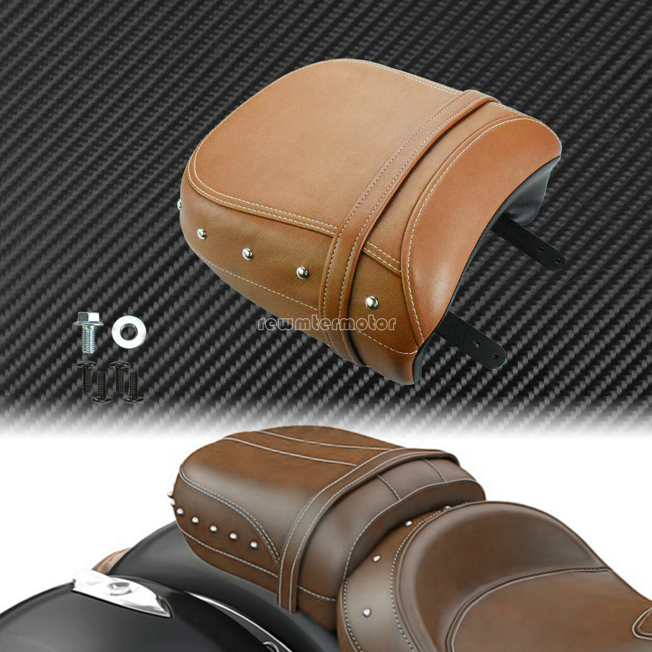 Brown Rear Passenger for Seat Pillion Pad Fit For Indian Chief Dark Horse Roadmaster
