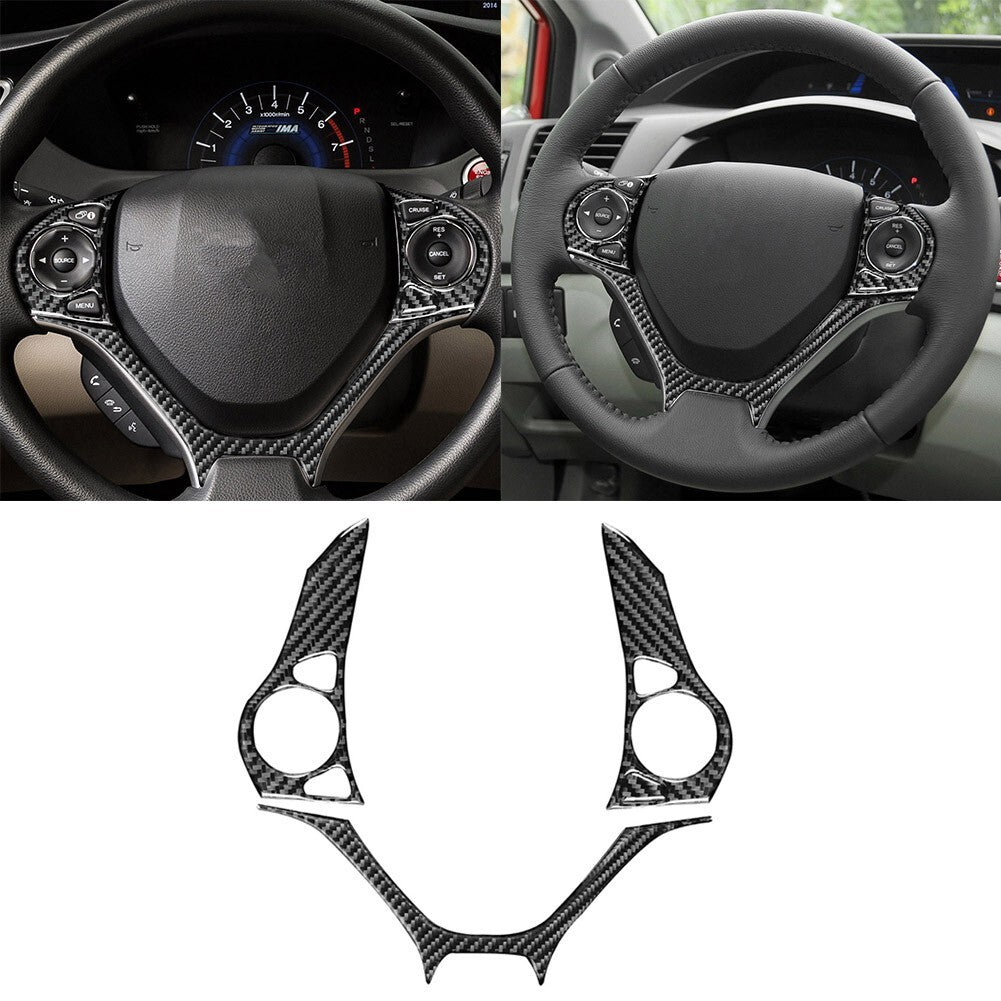 for Civic 9 Coupe/Sedan 12-15 Real Carbon Fiber Steering Wheel Set Trim