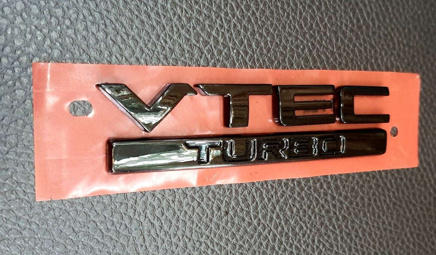 Retro-style turbocharger black glossy logo embroidered badge for rear for Honda for CIVIC FE 2021-2022