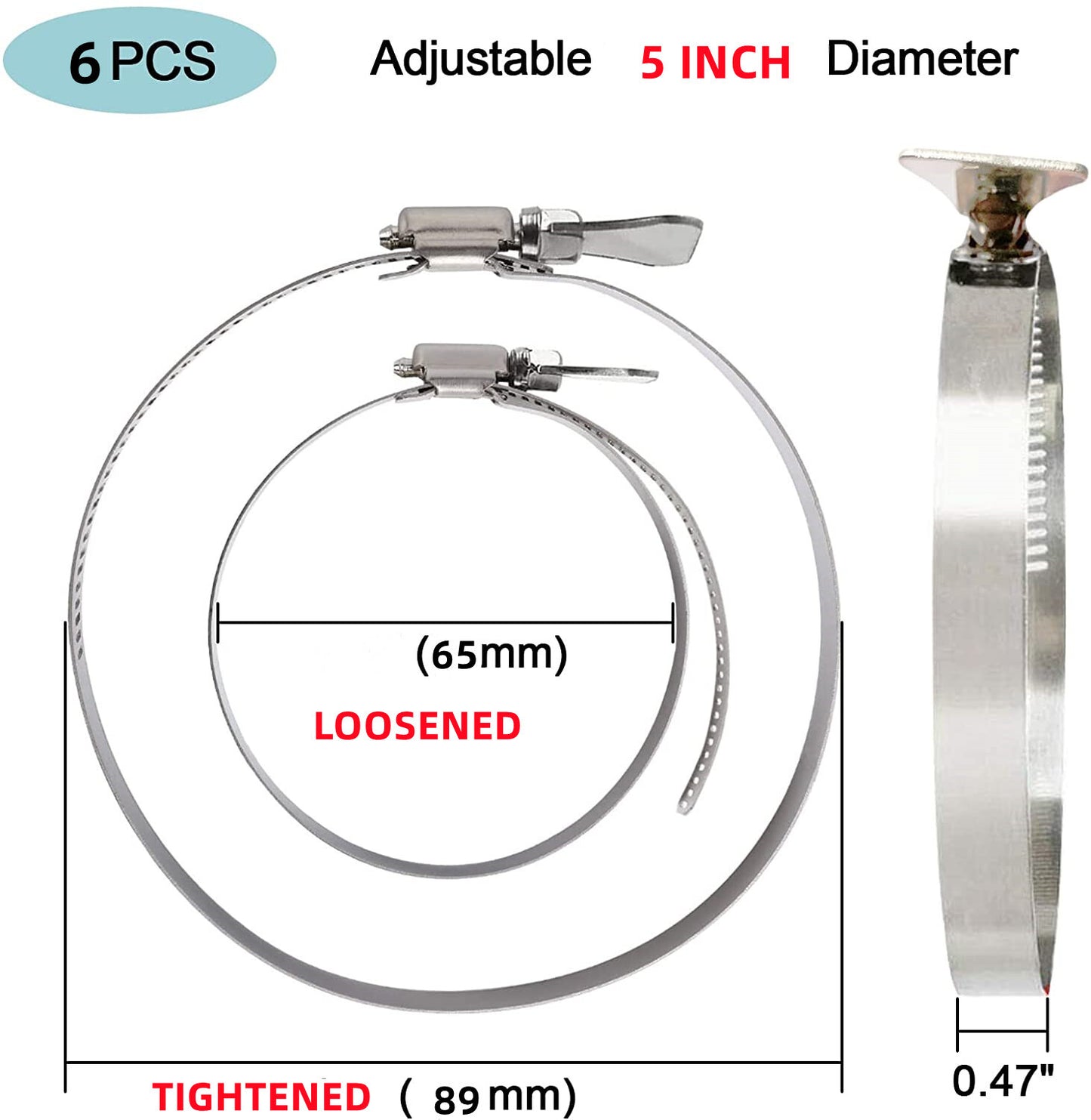 Easy-to-turn thumb screw worm gear clamp, worm-driven hose clamp for dryer vents