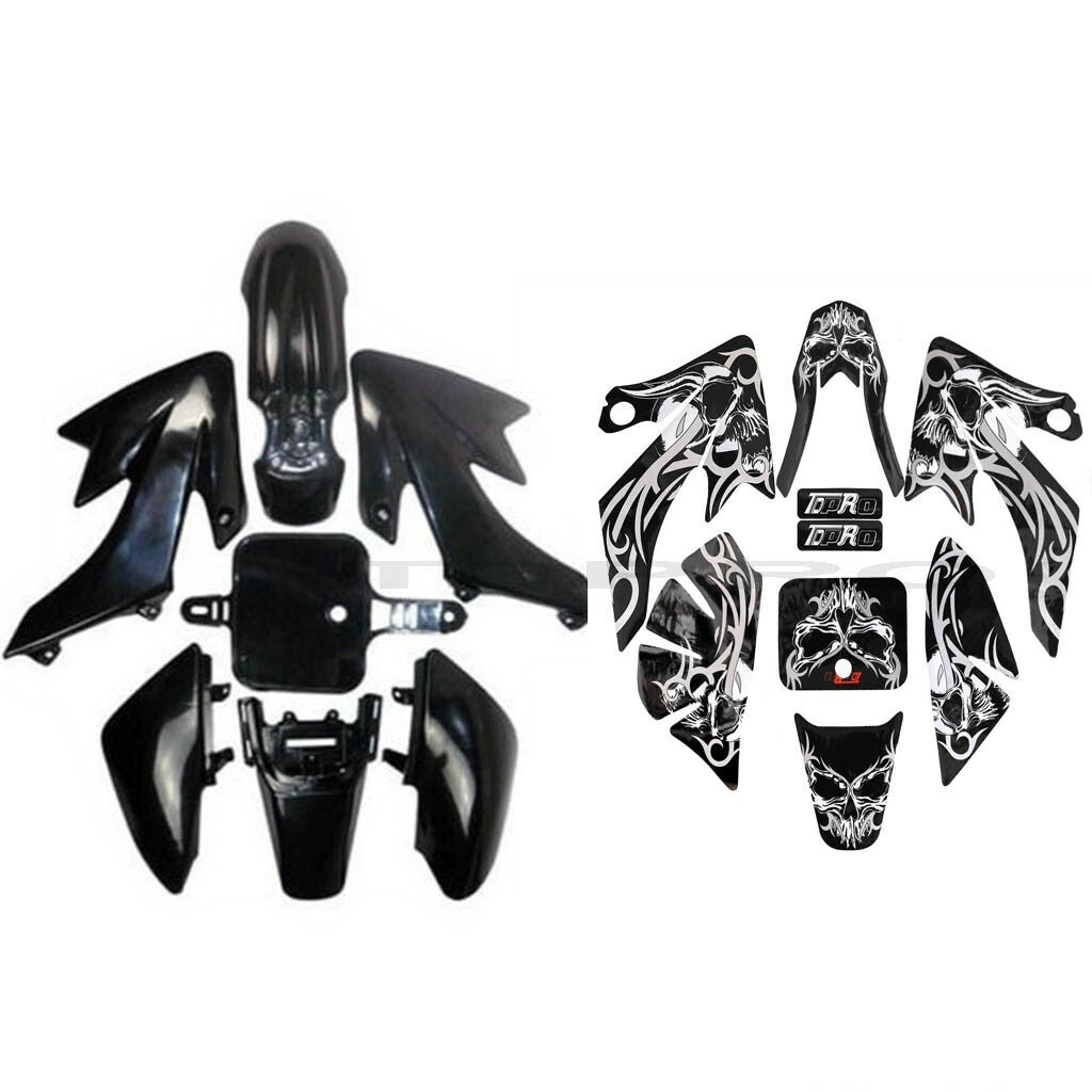 Black Plastics Fender Sticker Decal Kit For CRF50 Dirt Bike Thumpstar 110cc 125c