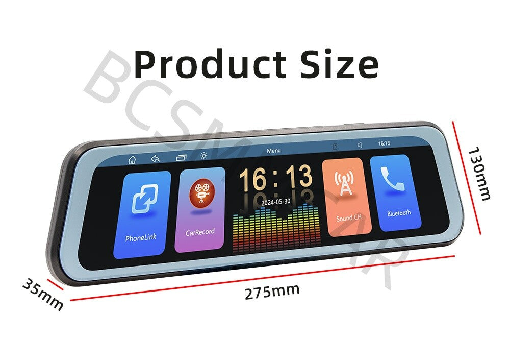Car Rearview Mirror Driving Recorder Bluetooth For Wireless CarPlay Android Auto