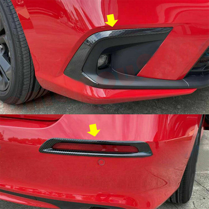 for Honda for Civic 2022-2023 Carbon Fiber FrontRear Fog Light Lamp Cover Trim Kit