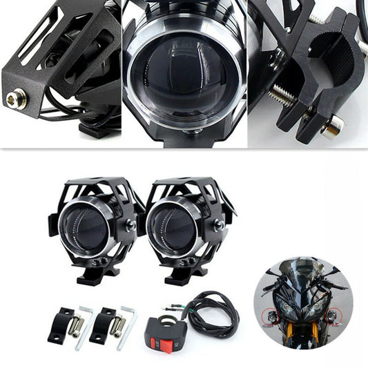 2 PCS Motorcycle Headlight Bulb LED Holder Driving Fog Light Spot Head Lamp
