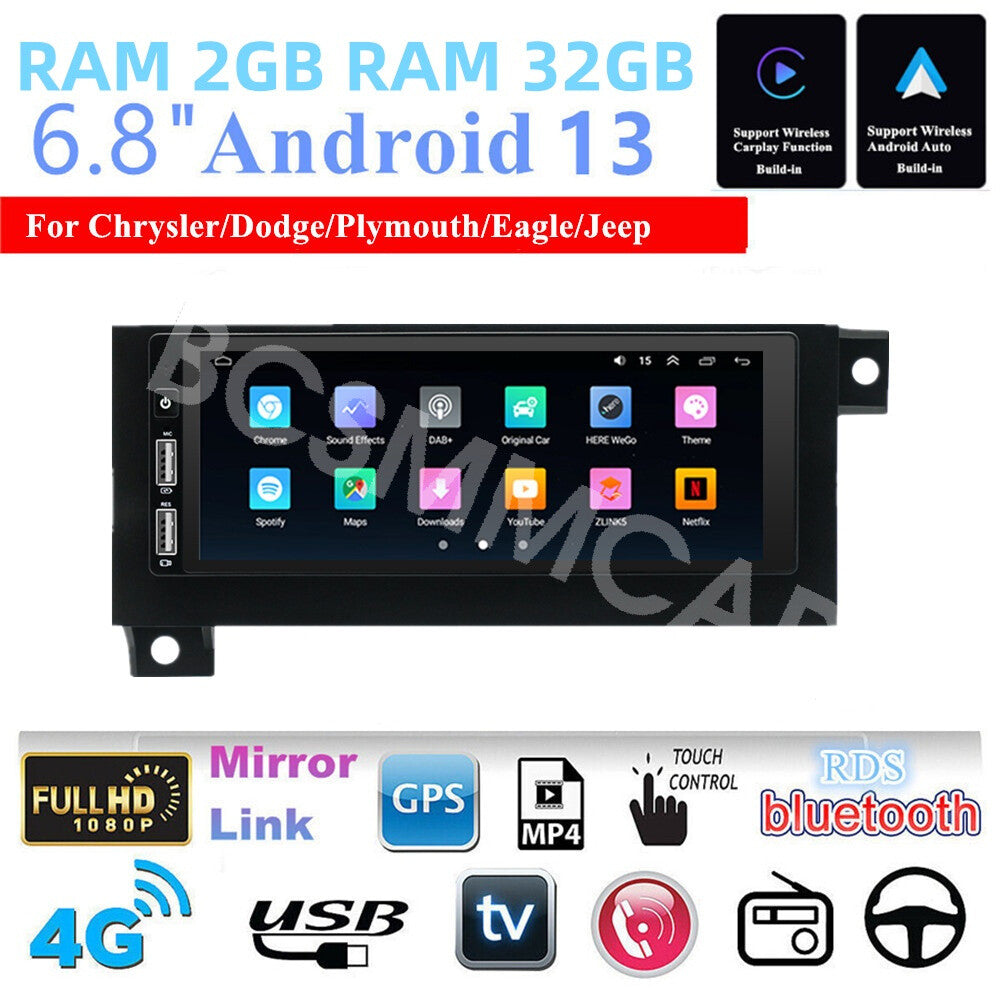 Car Radio Navigation Stereo For Carplay Fit For 1993-1998 for Jeep Grand Cherokee