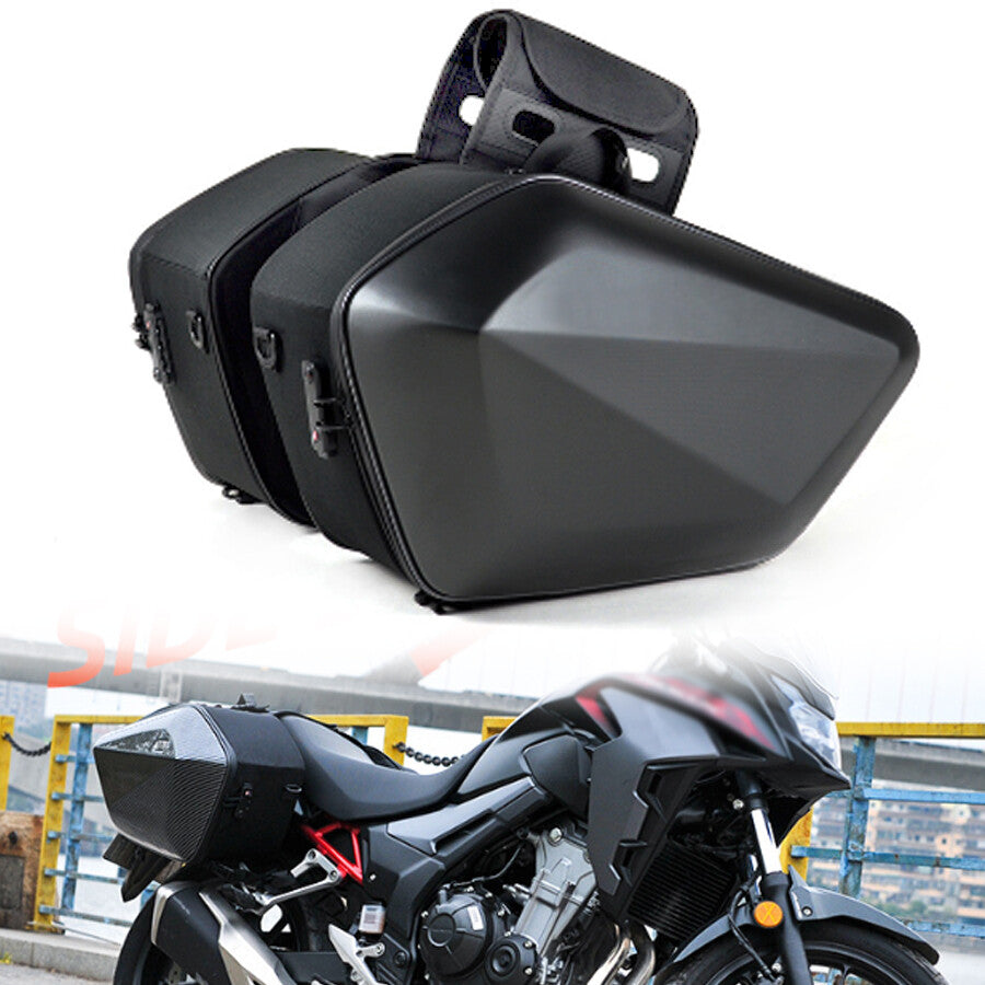 30-liter motorcycle dual saddle helmet storage hard shell side pockets with rain cover