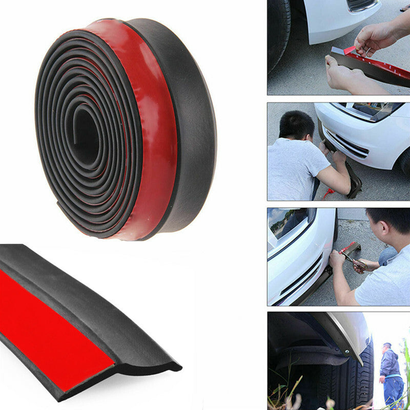 Car Bumper Lip Strip Protectors Splitter Body Spoiler Anti-rubbing Rubber Pad BK