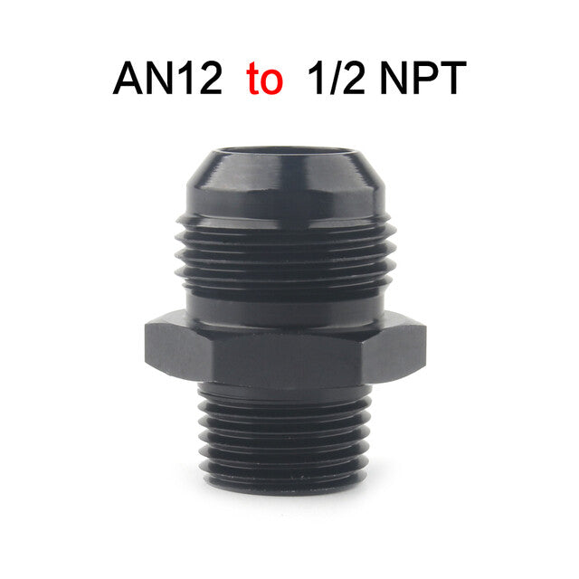 1-Piece Straight Adapter 12AN to 1/2 NPT Accessories, Black Aluminum Premium Material