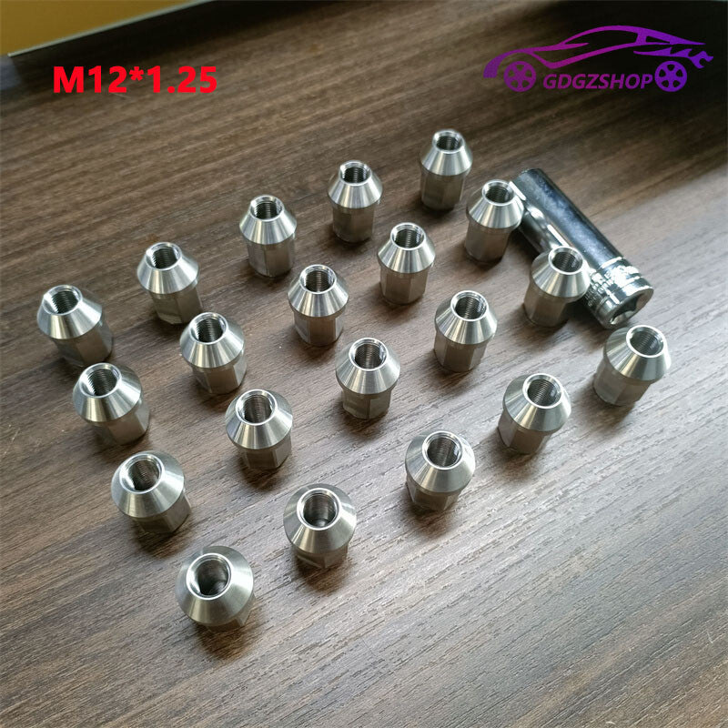 20pcs M121.25 Stainless Steel Wheel Nuts Lug Nuts Hex 19mm Length 35mm