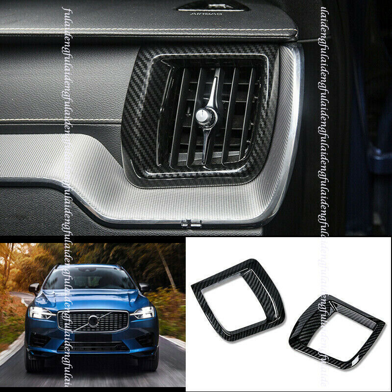 2for Volvo XC60 2018-2021 Carbon Fiber Inner Dashboard L&R Air Outlet Vent Trim