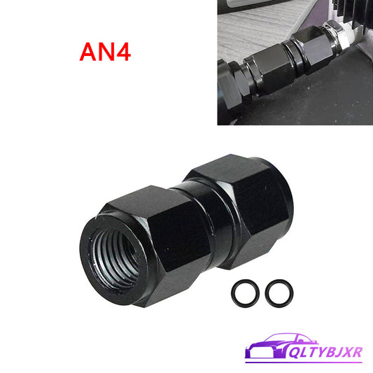4AN to 4AN Female Straight Swivel Coupler Union Fitting Adapter Aluminum Black