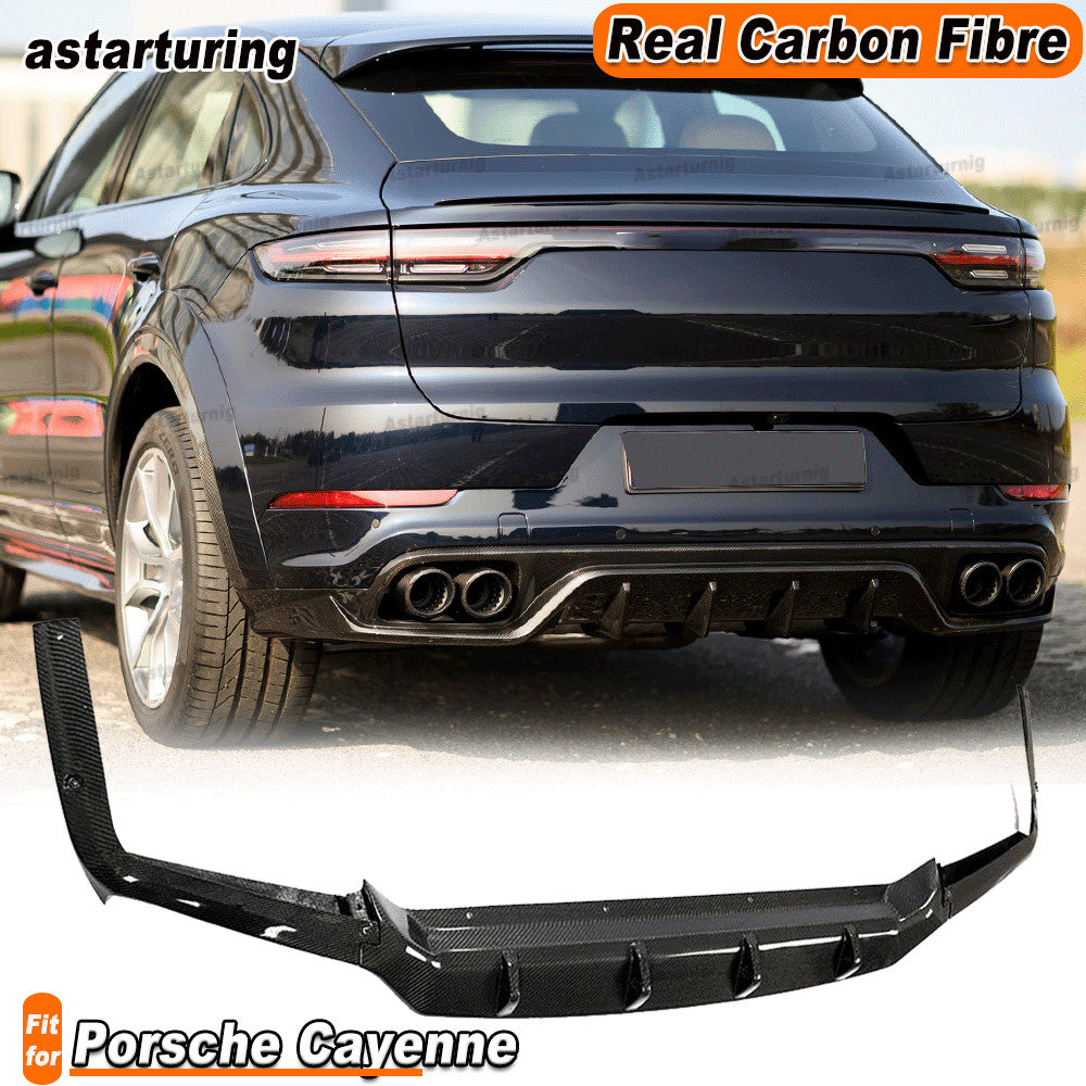 REAL CARBON Rear Bumper Diffuser Lip Spoiler Fit for Porsche for Cayenne 2018-2021