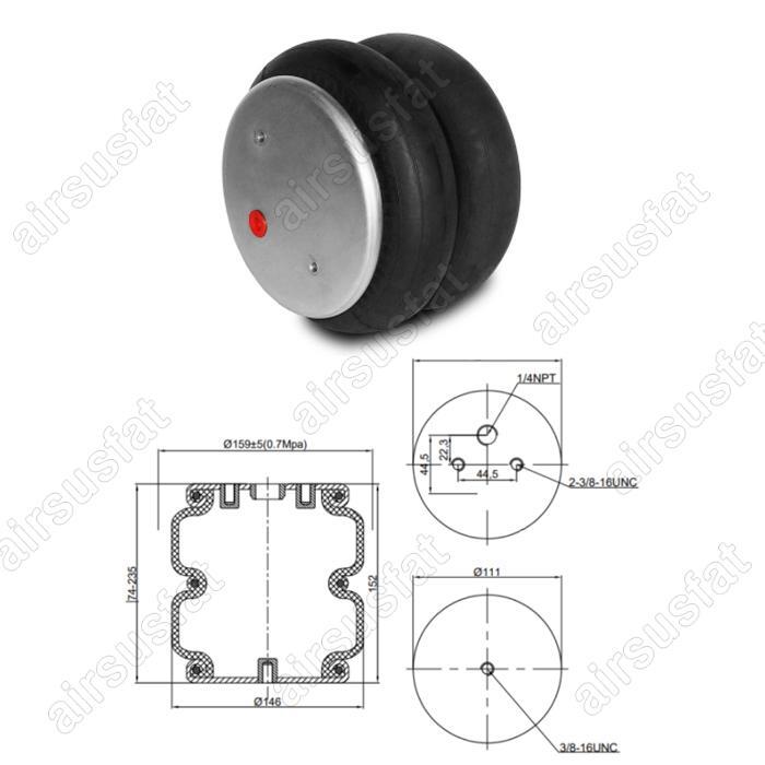 2X For Firestone W01-358-6956 Contitech Air Suspension Spring Bag Assembly