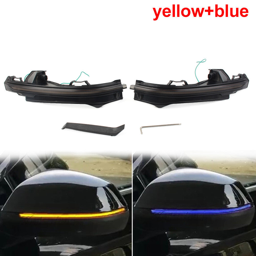 LED Turn Signal Light Dynamic Mirror Indicator Fit for Audi Q5 FY 18-19 Yellow+Blue